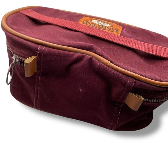 Vintage Lands End Square Rigger Canvas Toiletry Bag Shaving Dopp Kit Maroon USA - Picture 8 of 13